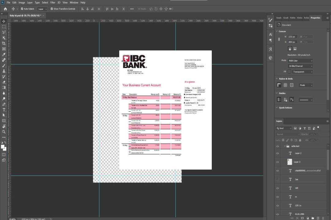 Modèle Word et PDF de relevé de compte courant d'entreprise IBC Bank template Modèle Word et PDF de relevé de compte courant d'entreprise IBC Bank template